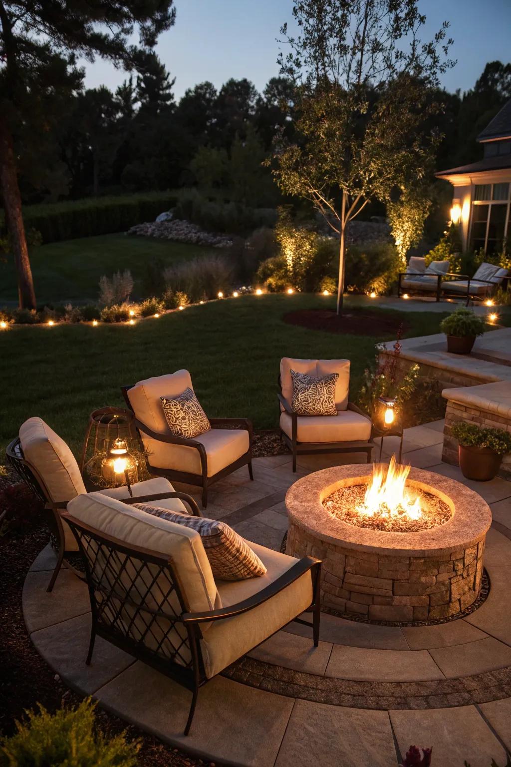 An impressive bonfire setup perfect for evening get-togethers.