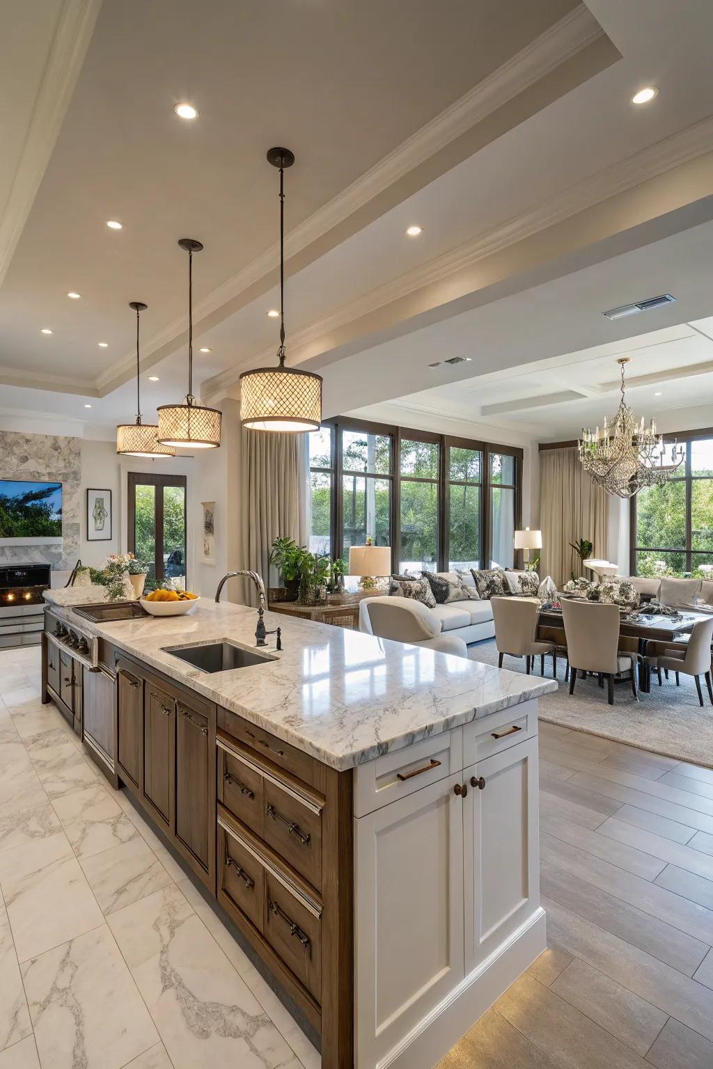 Open-concept kitchen providing a smooth flow and generous area.