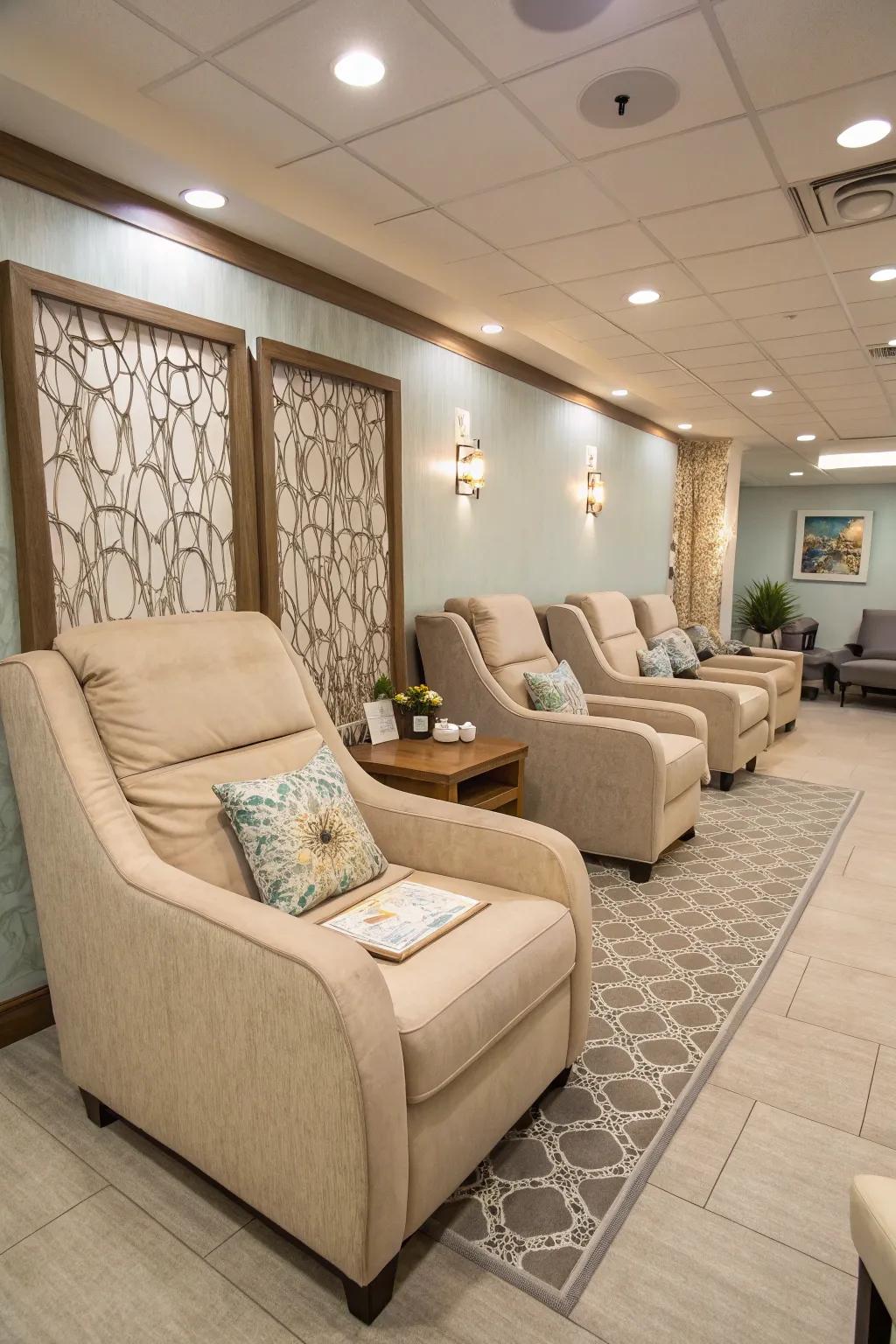 Comfortable seating extends a warm welcome.