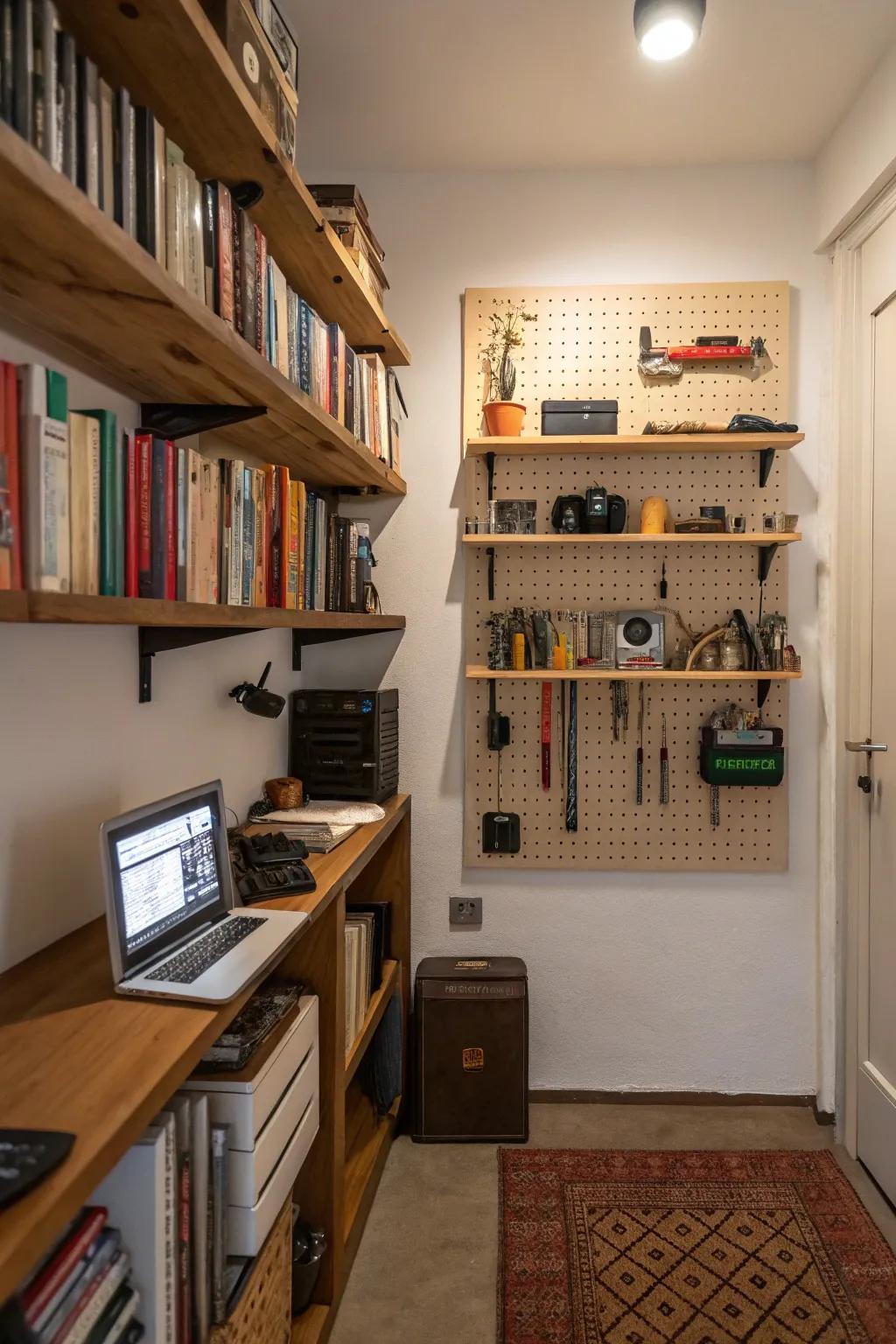 Vertical storage optimizes spatial efficiency and sustains orderliness in your man cave.