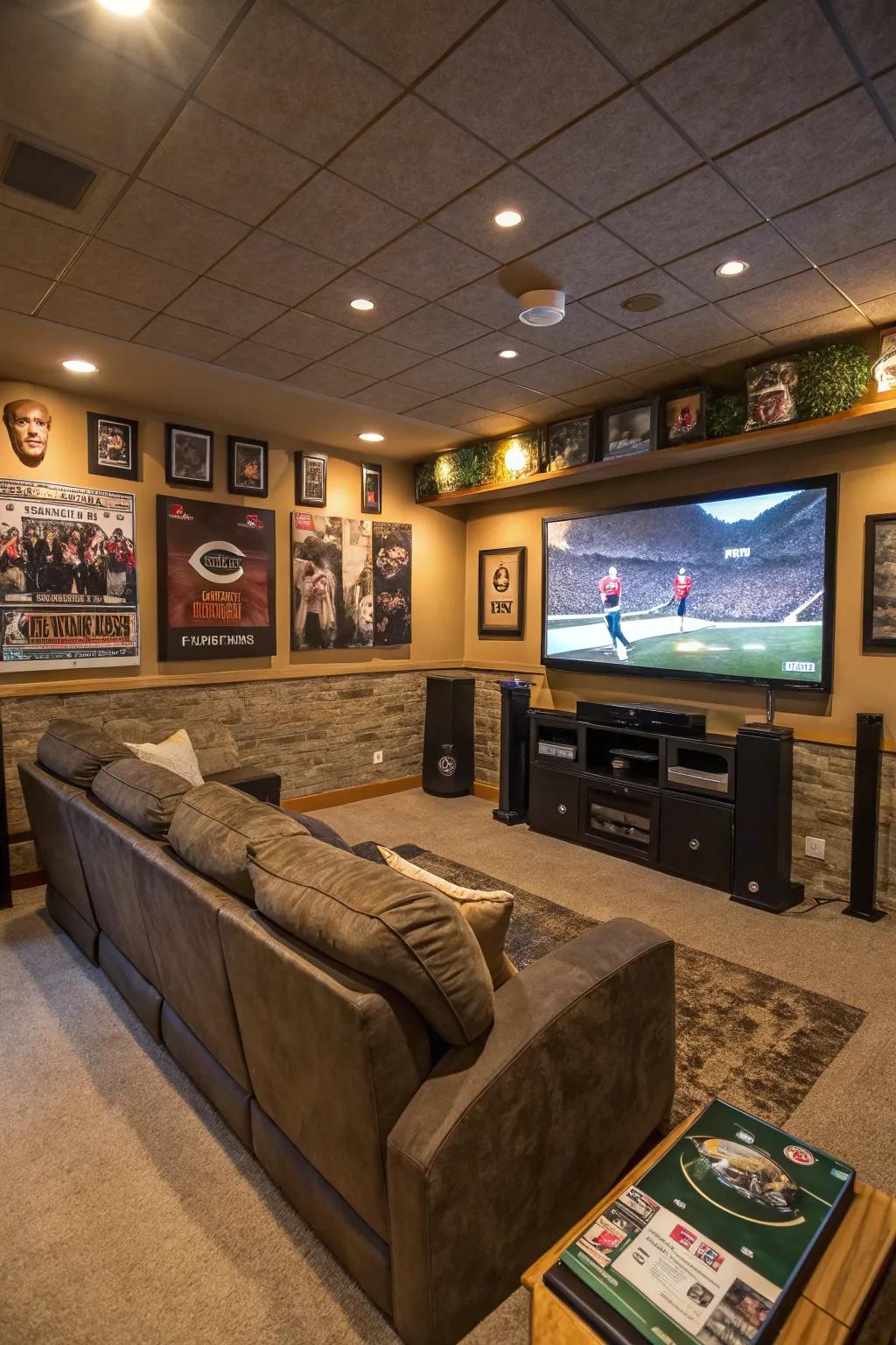 An advanced entertainment system in the man cave.