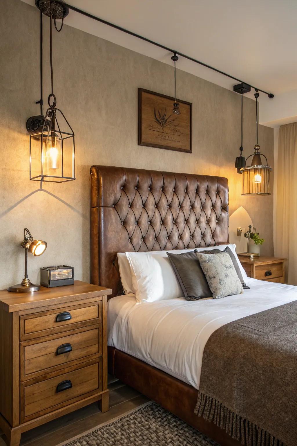 Lush textures such as leather and wood enhance depth and refinement.