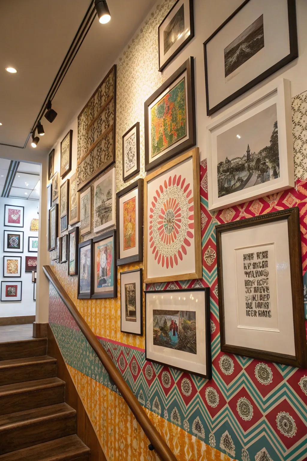 A display wall overflowing with art and treasured memories.