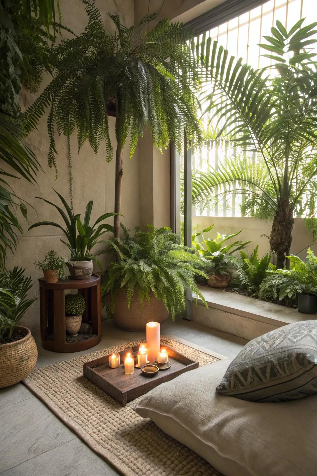 Permit nature's influence to heighten the serenity of your meditation corner.