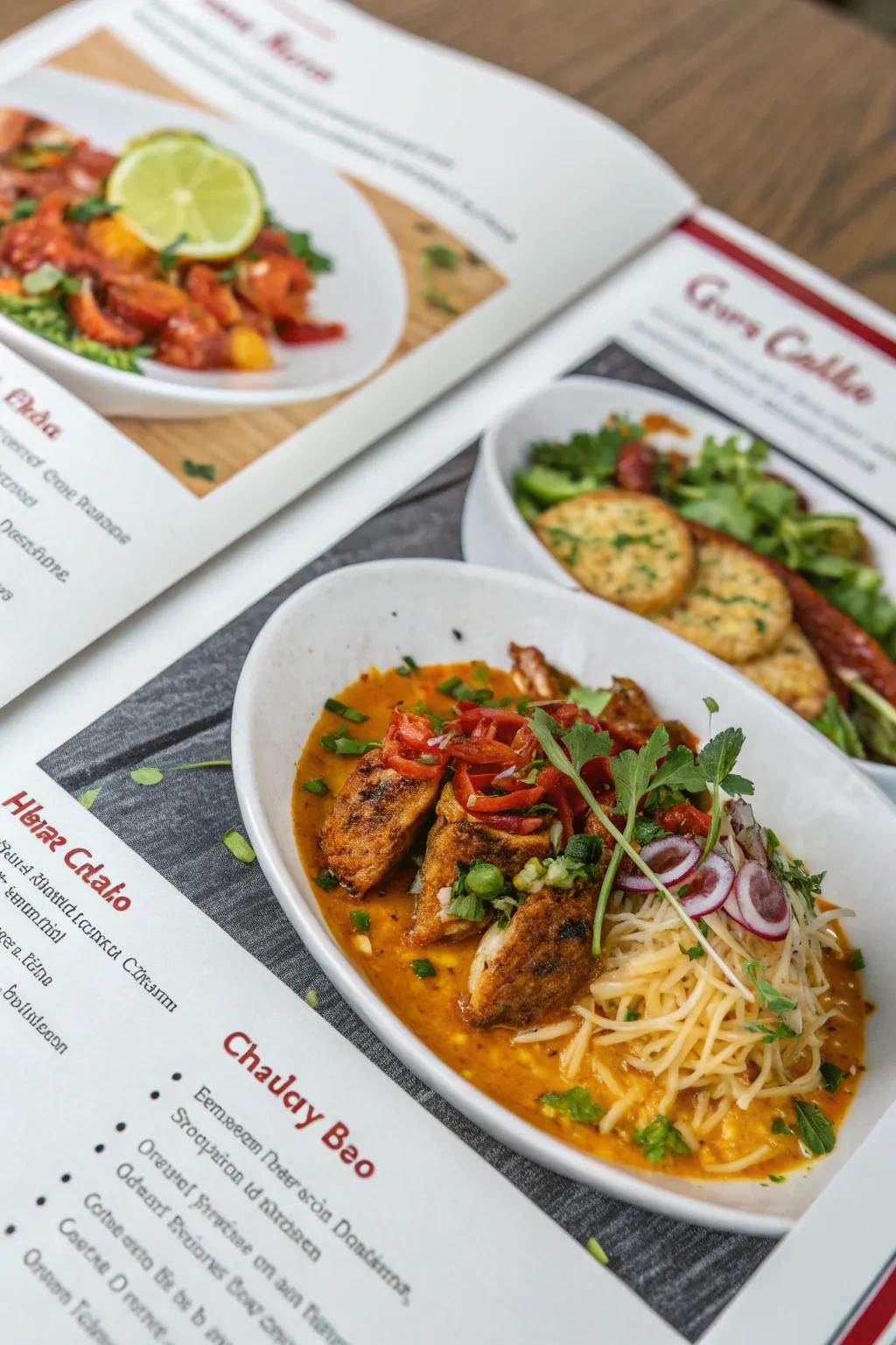 Visual allure: culinary images amplify dining expectation.