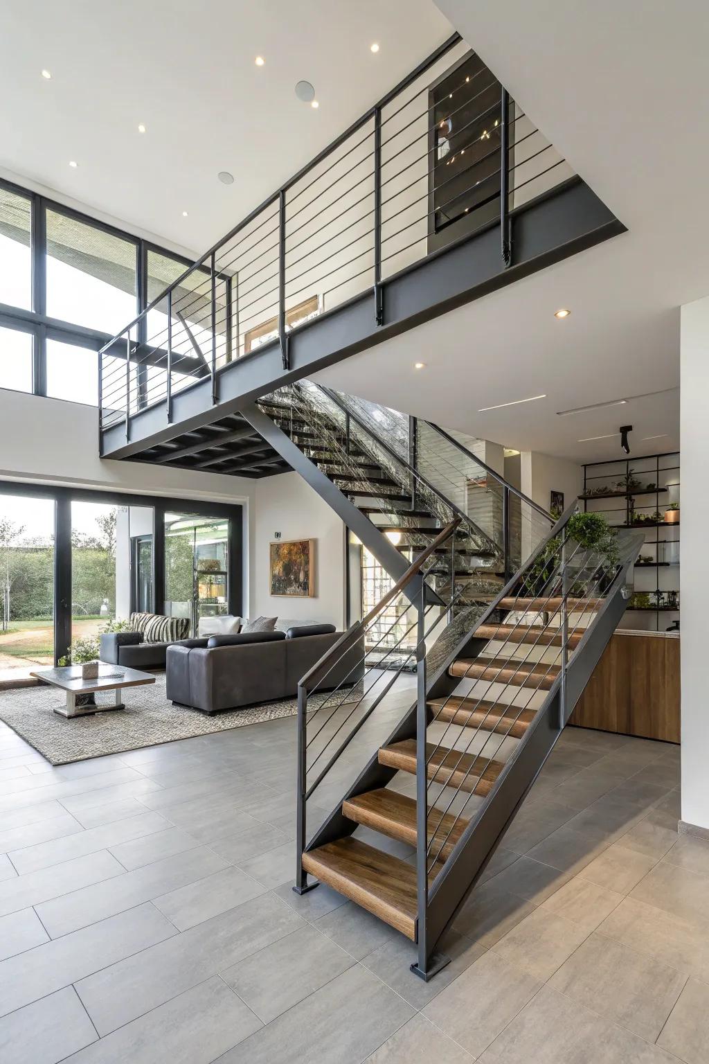 Broaden your area through the adoption of a suspended metal stairway layout.