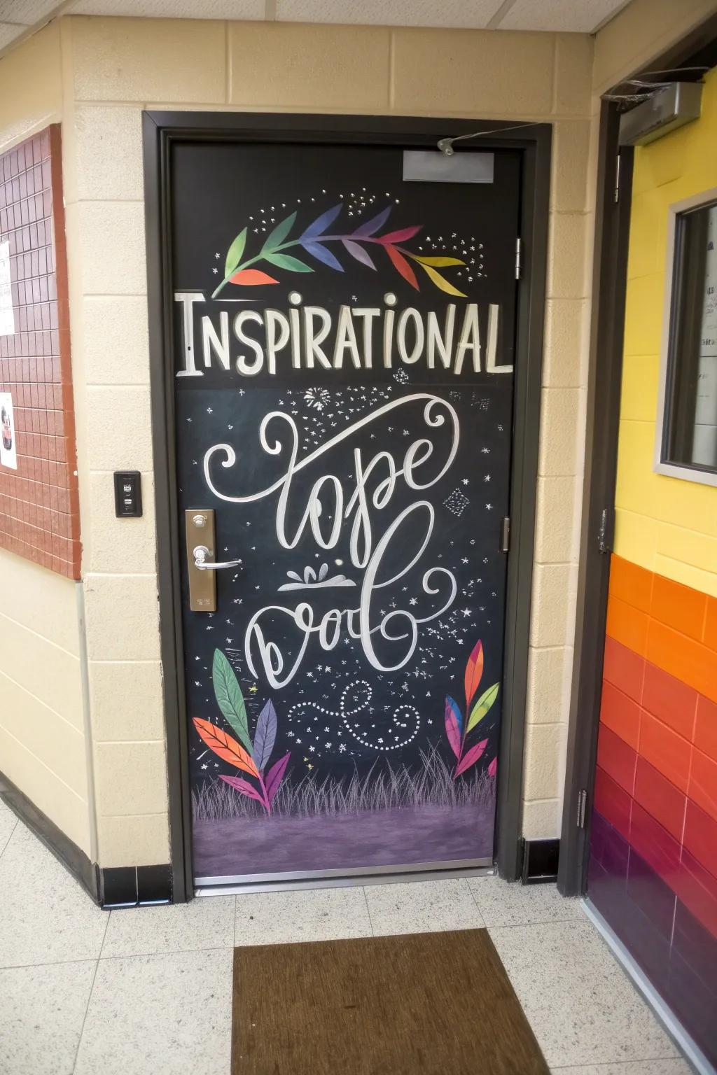 An uplifting quotation beautifully presented on a classroom door.
