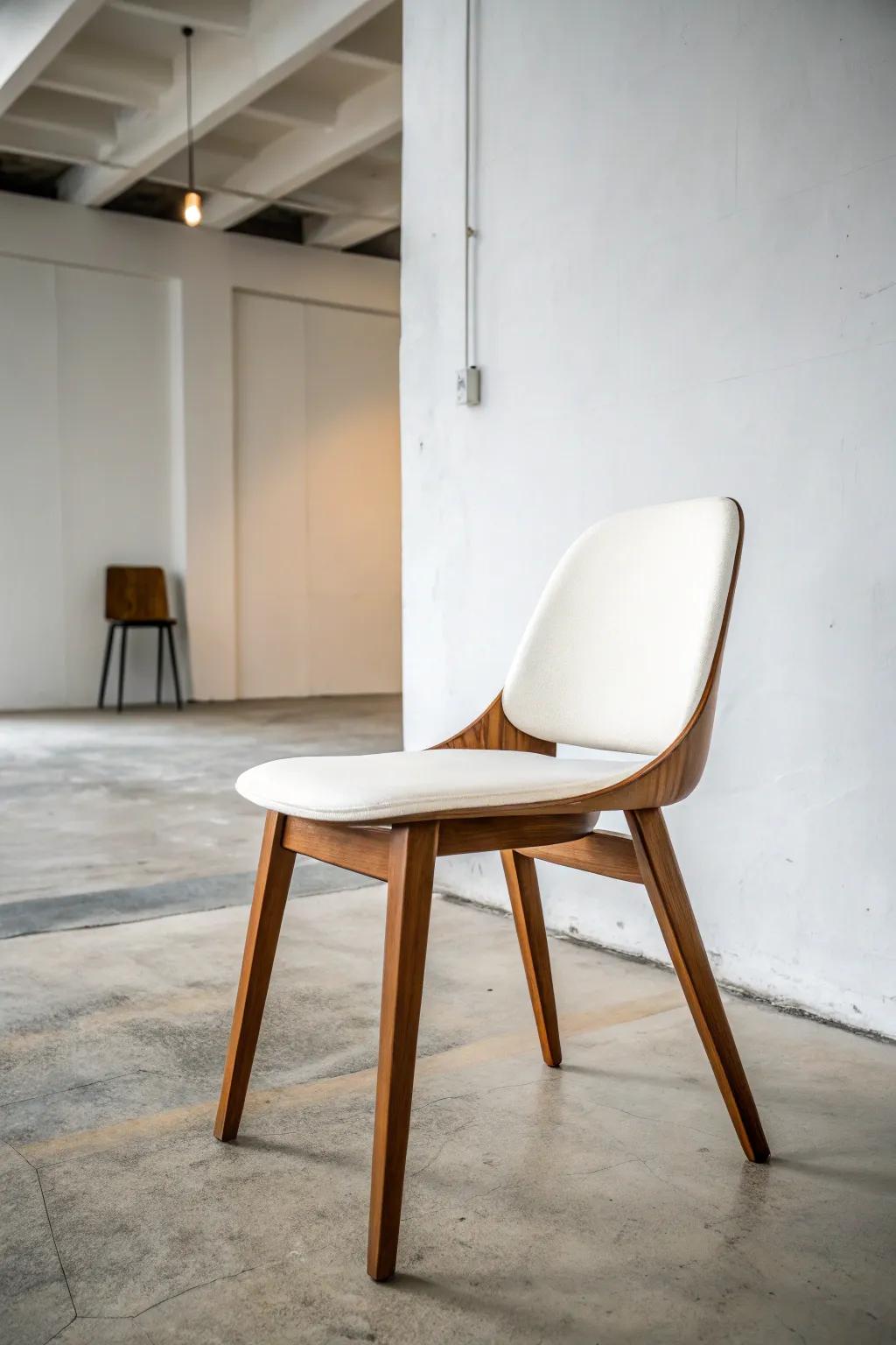 Streamlined furniture with sleek forms enhances a minimalist aesthetic.