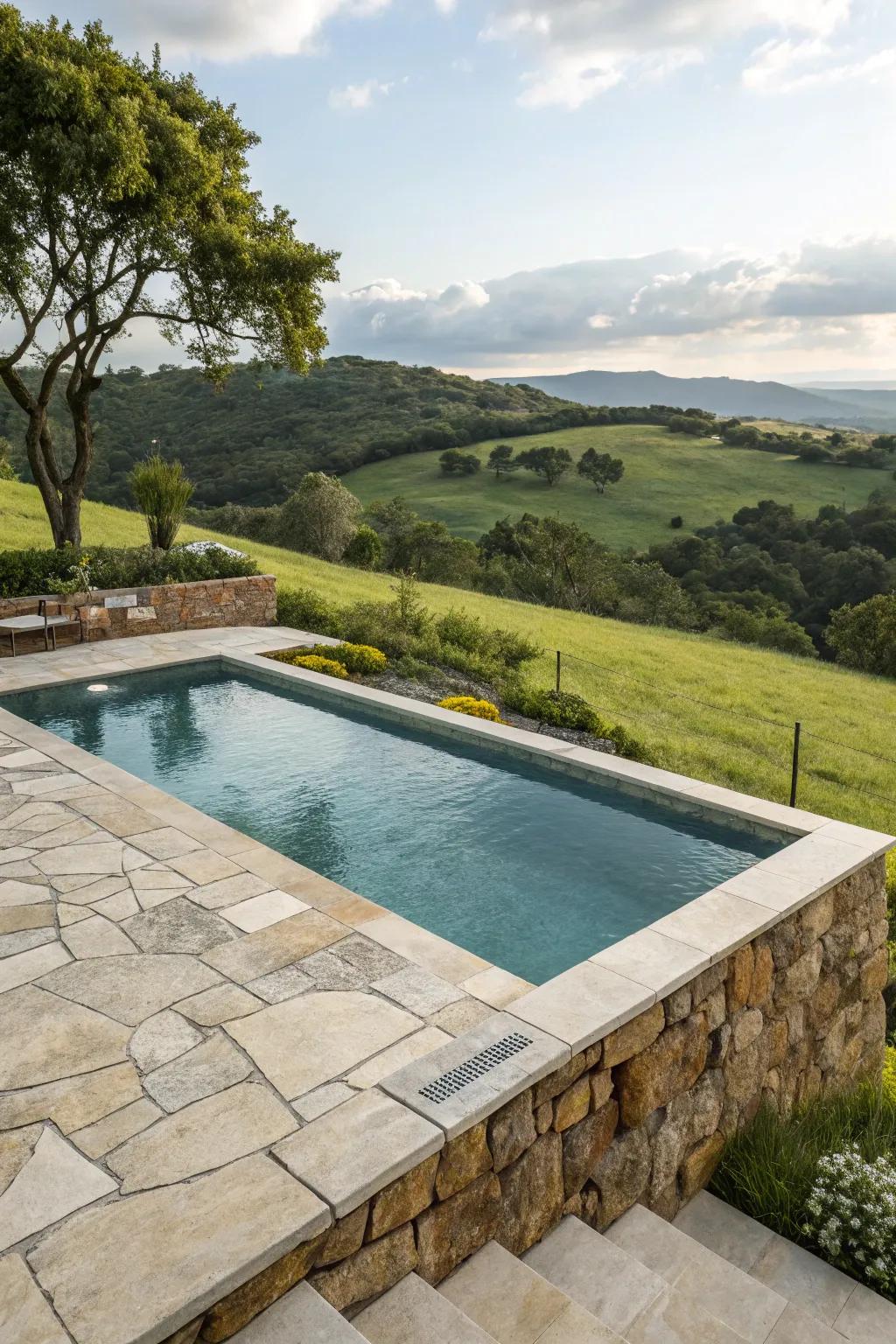 The inherent allure of the pool is magnified through the incorporation of native stone features.