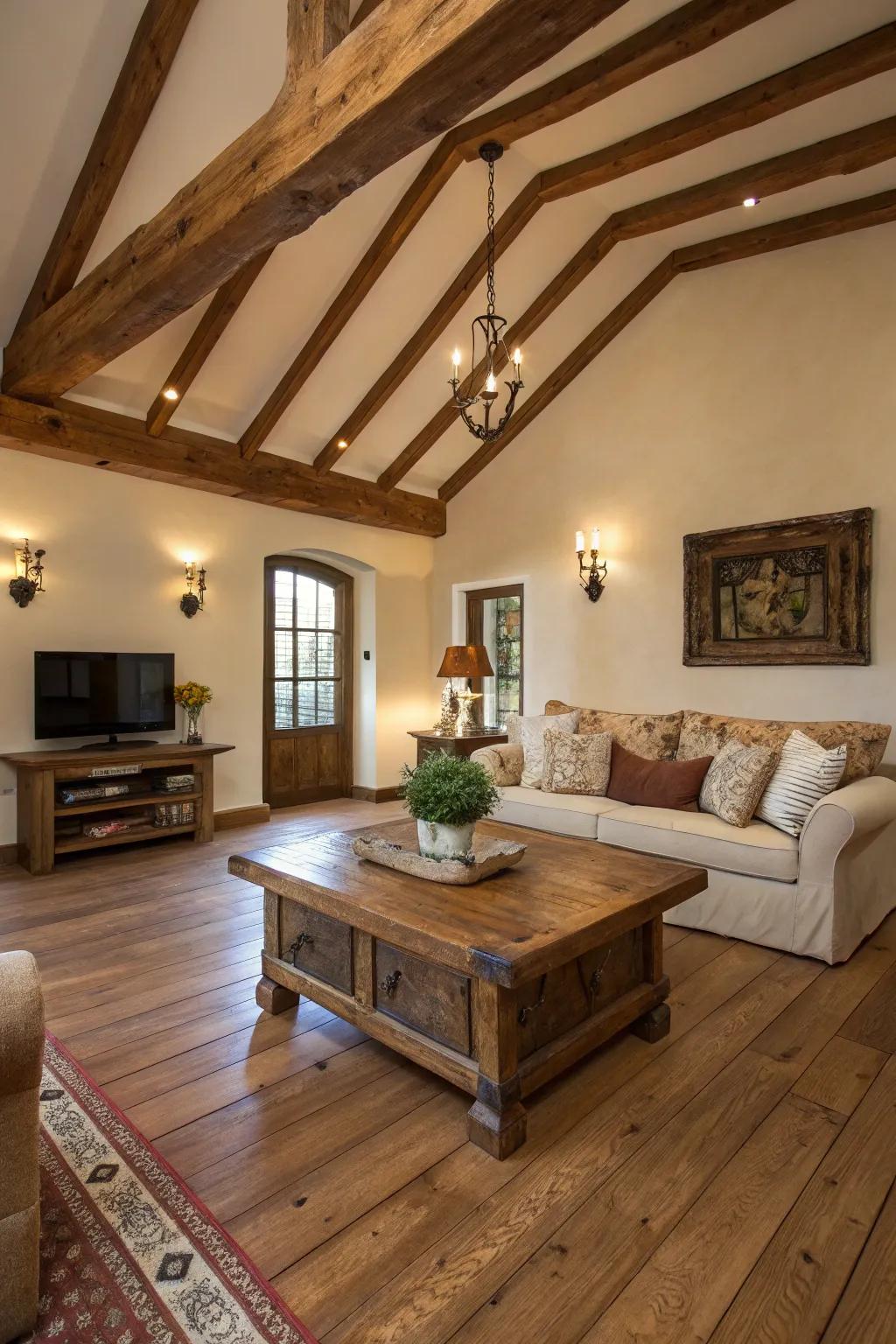 Organic timber components infuse warmth and character into this contemporary farmhouse setting.
