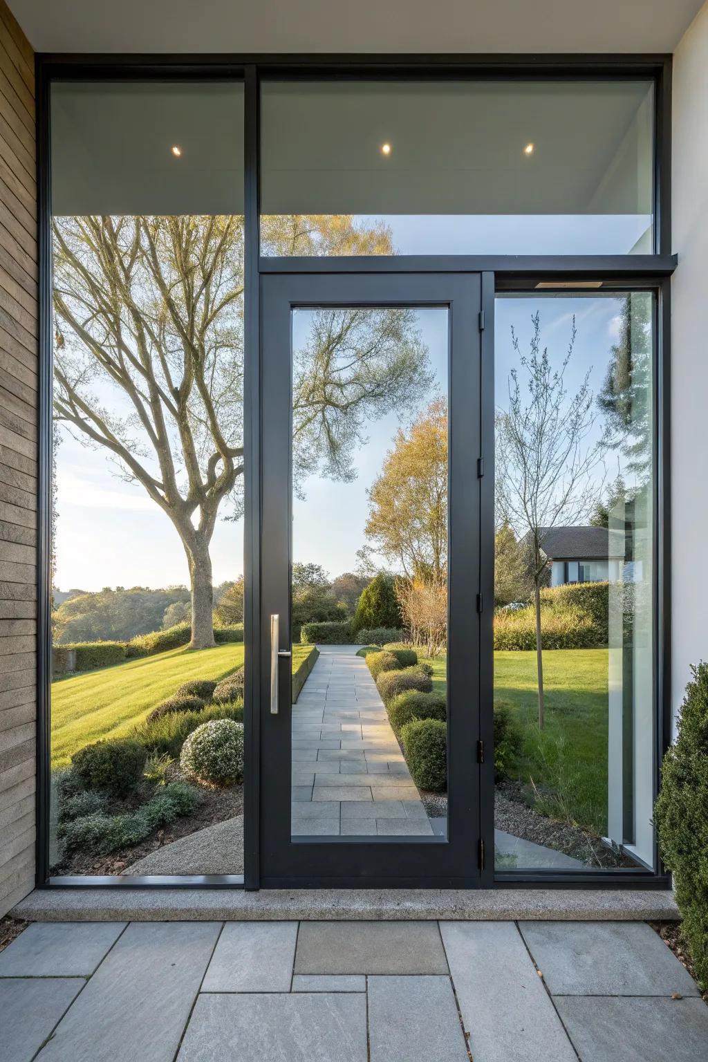 Window inserts enhance sunlight and contemporary design.