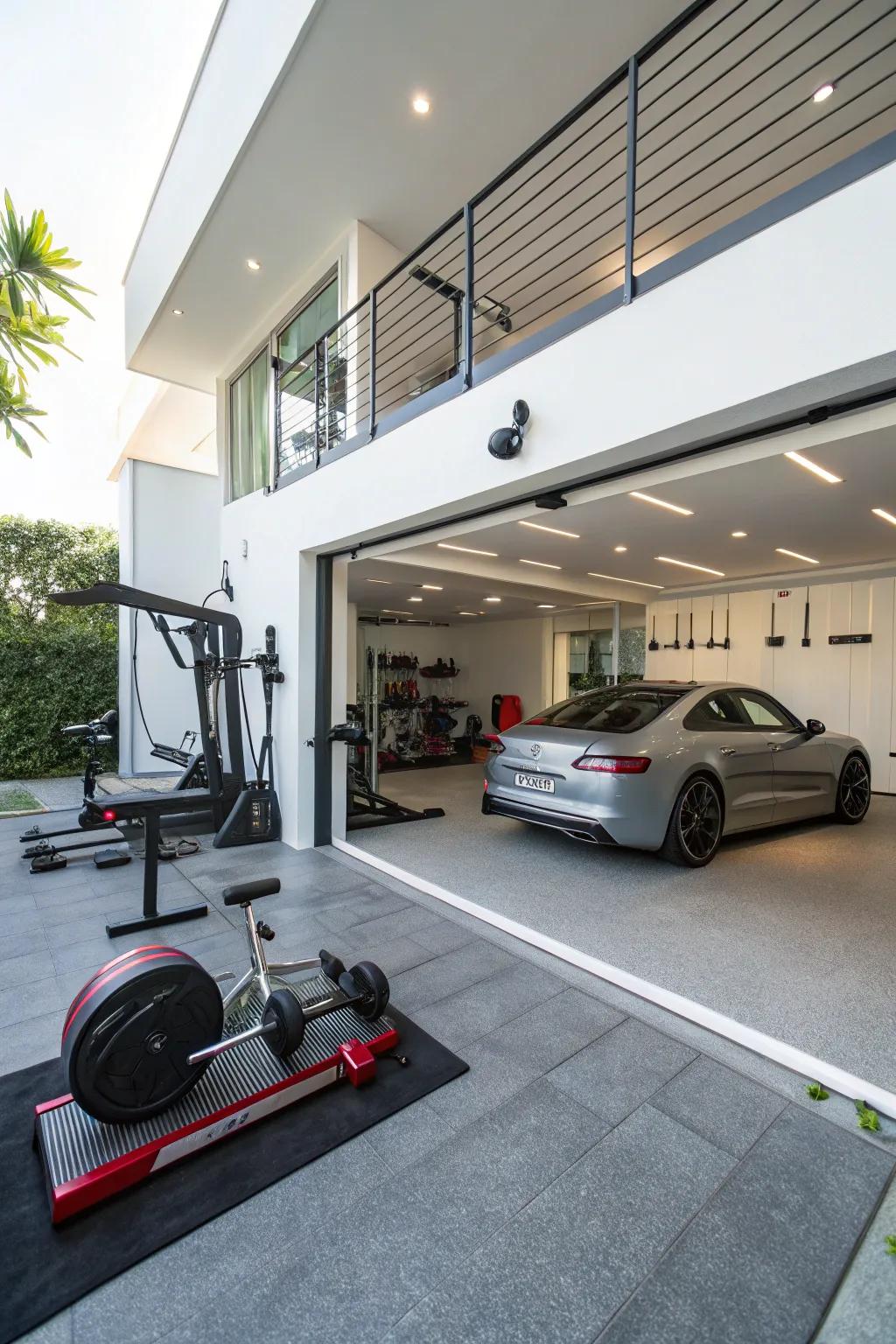 Design a versatile area in your contemporary garage.