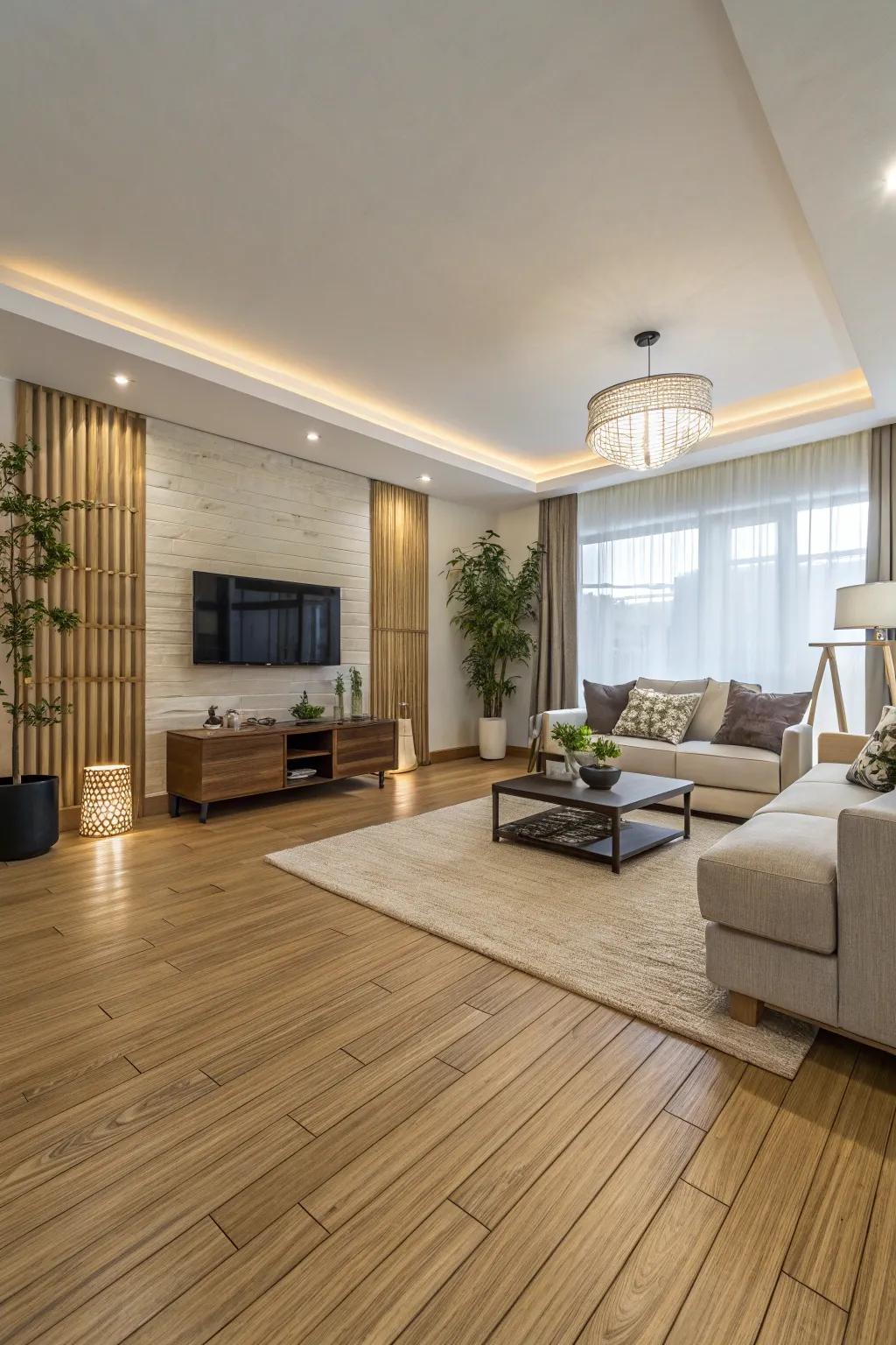 Environmentally conscious and stylish bamboo flooring solution.