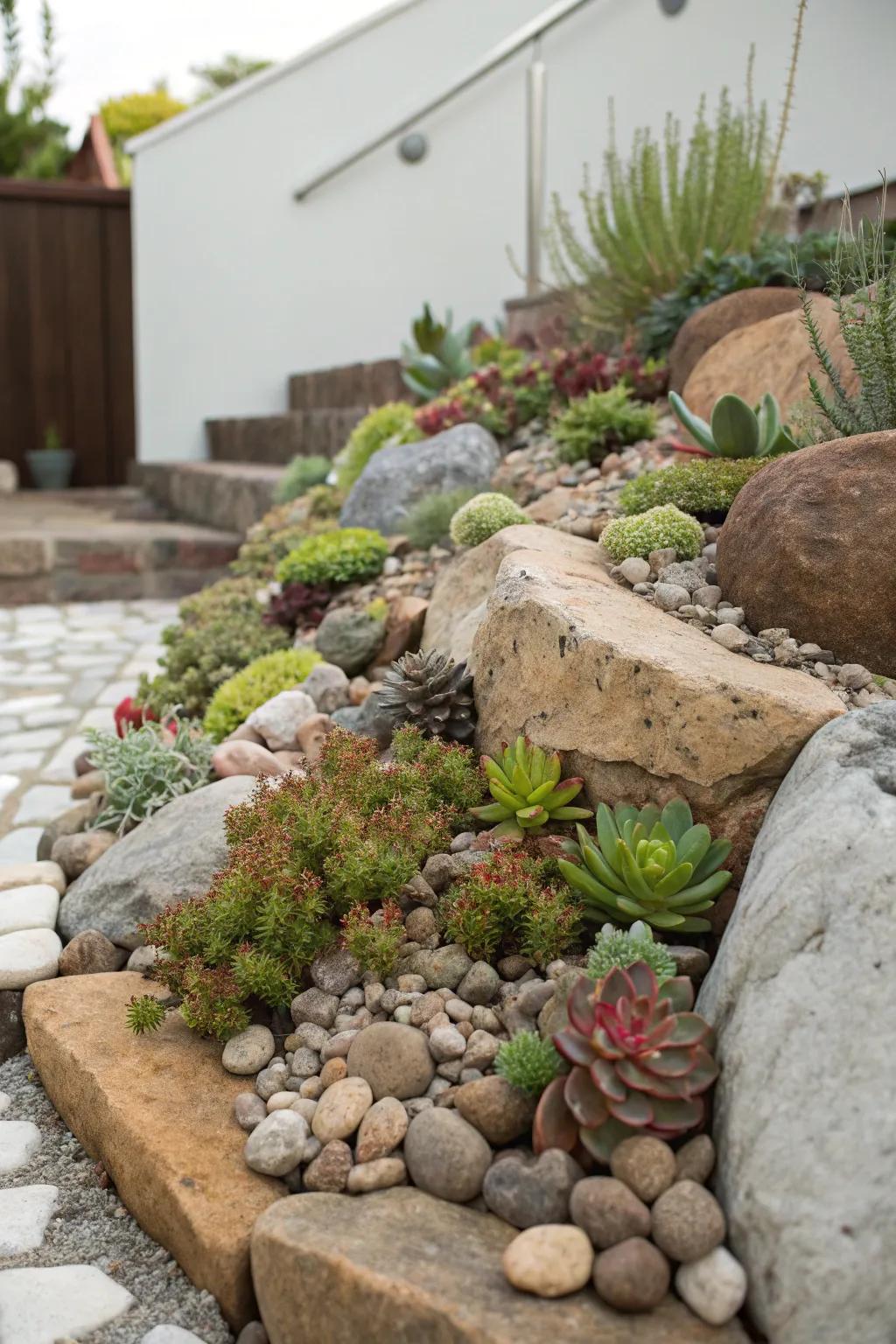 An attractive rock garden enhances texture and depth in your outdoor setting.