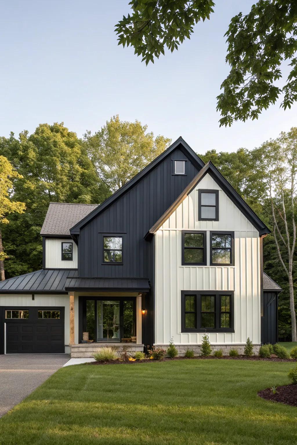 Contrasting shades can introduce drama and refinement to your residence.