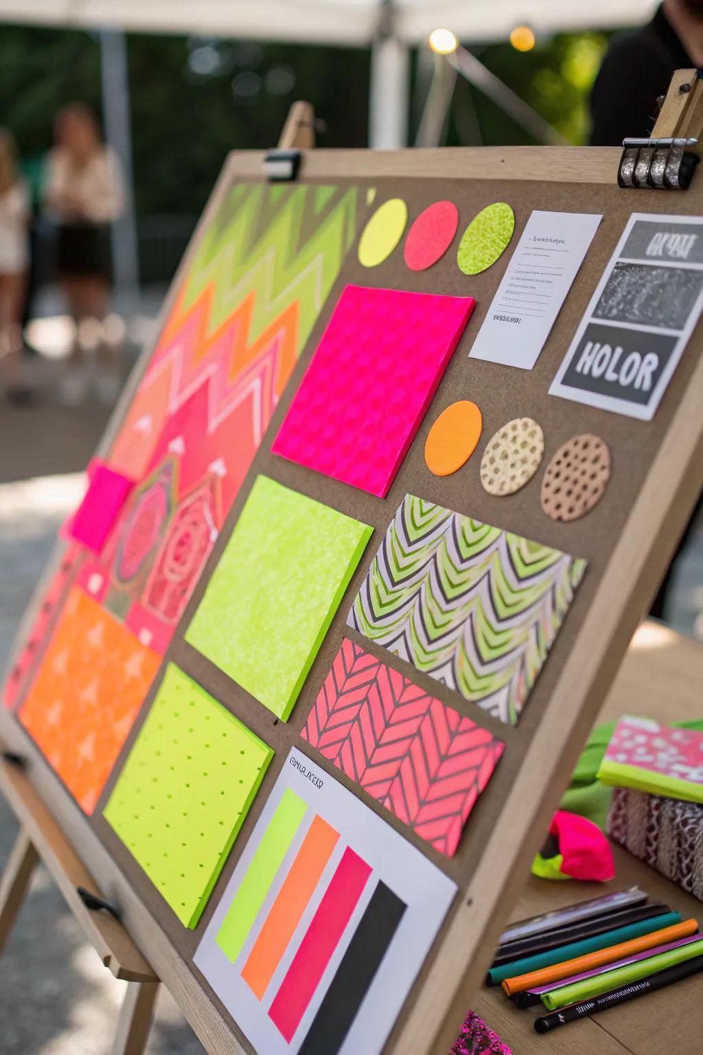 A vibrant mood board displaying vivid color pops.