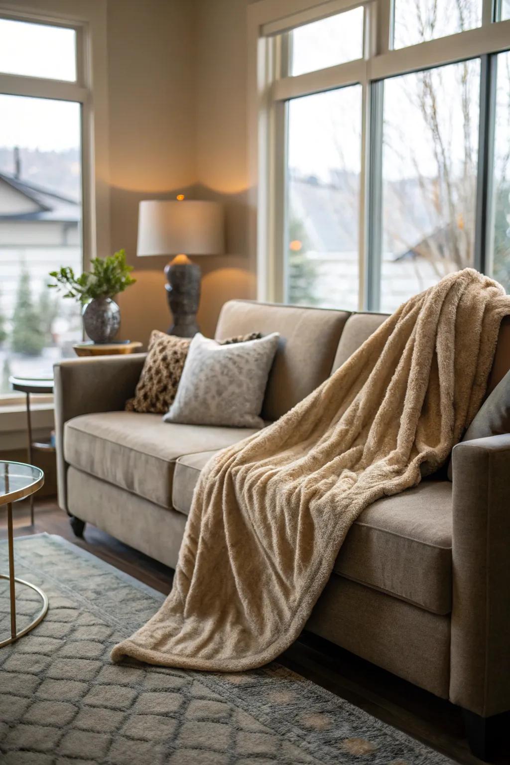 A comforting throw perfect for cozying up in a new residence.