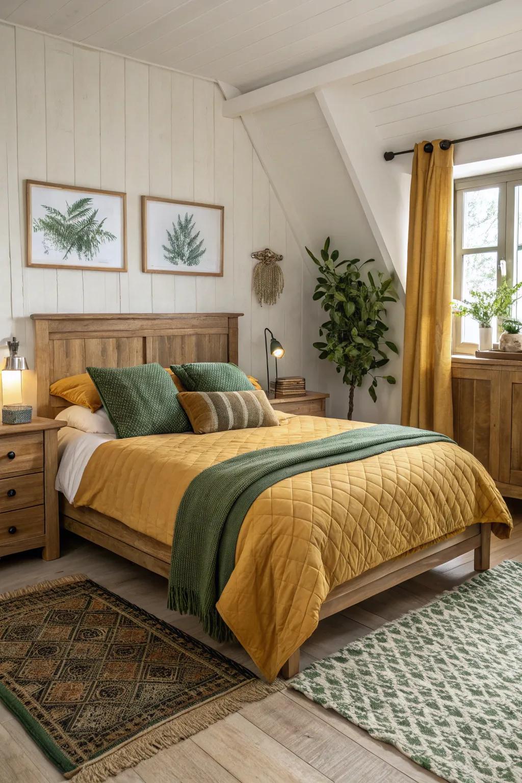 A tranquil bedroom design highlighting earthy hues and feel.