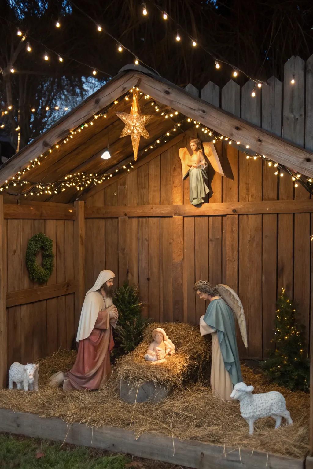 A country-style wooden stable creates a delightful, genuine setting.