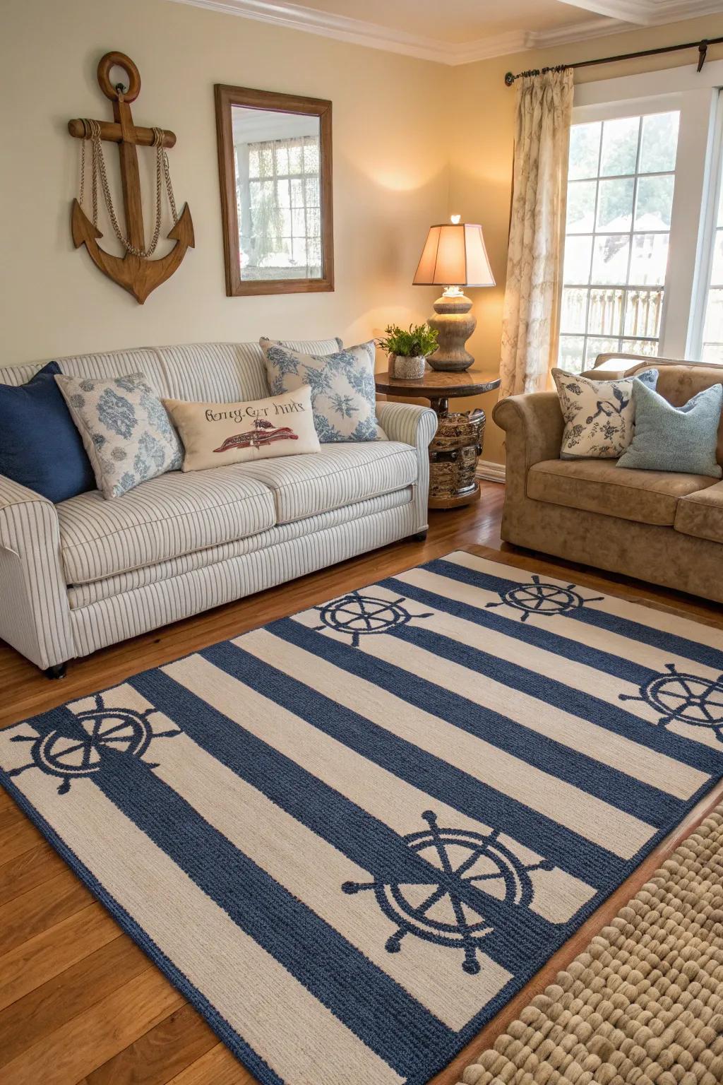 Striped patterns offer a classic nautical ambiance to your decor.