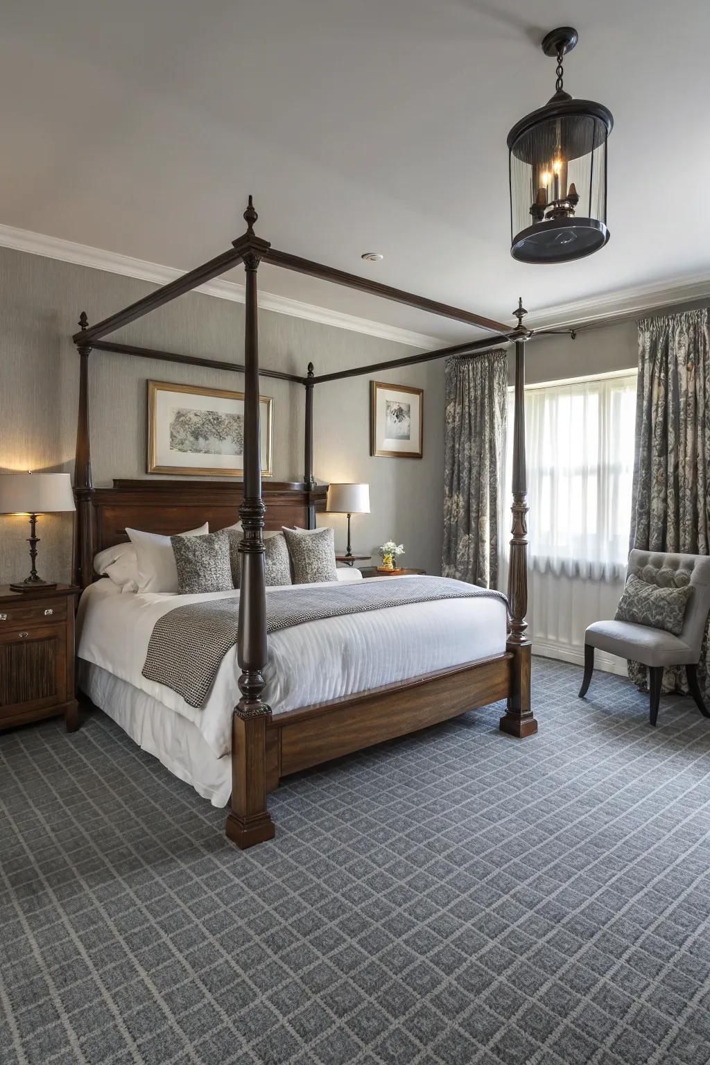 Classic gray carpets effortlessly coordinate with a multitude of design themes.