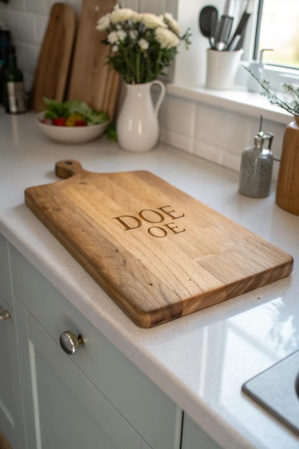 A personalized cutting board that brings a unique element to every cooking area.
