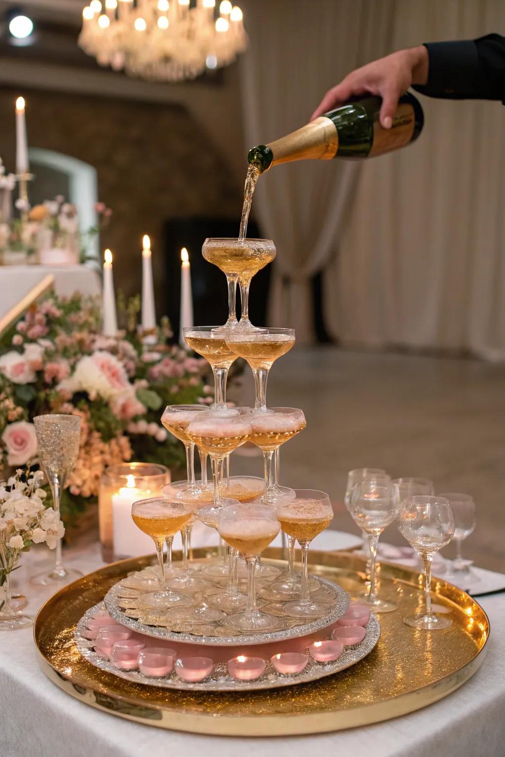 A bubbly cascade acts as the ideal celebration focal point.