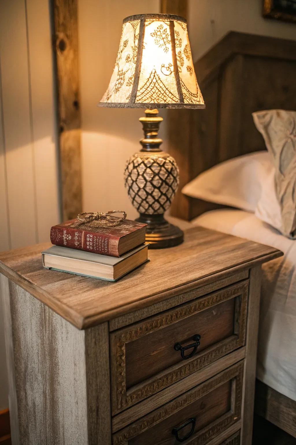 Enhance the warmth of your bedroom with a meticulously crafted wooden nightstand.