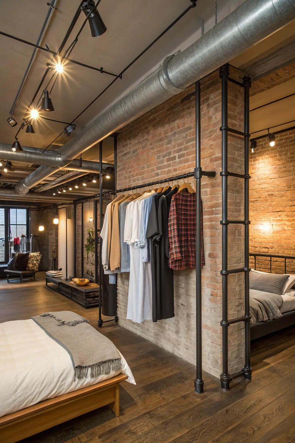 Pipes hung from the ceiling give off a sophisticated, industrial vibe.