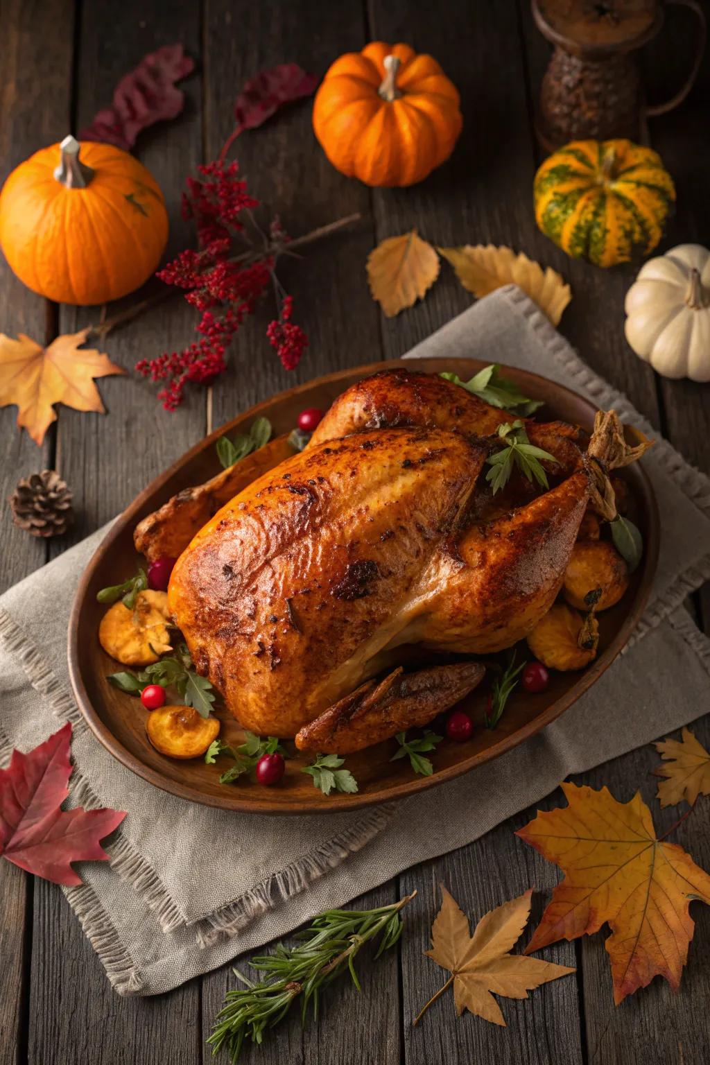 Grilled turkey with a smoky and savory essence.