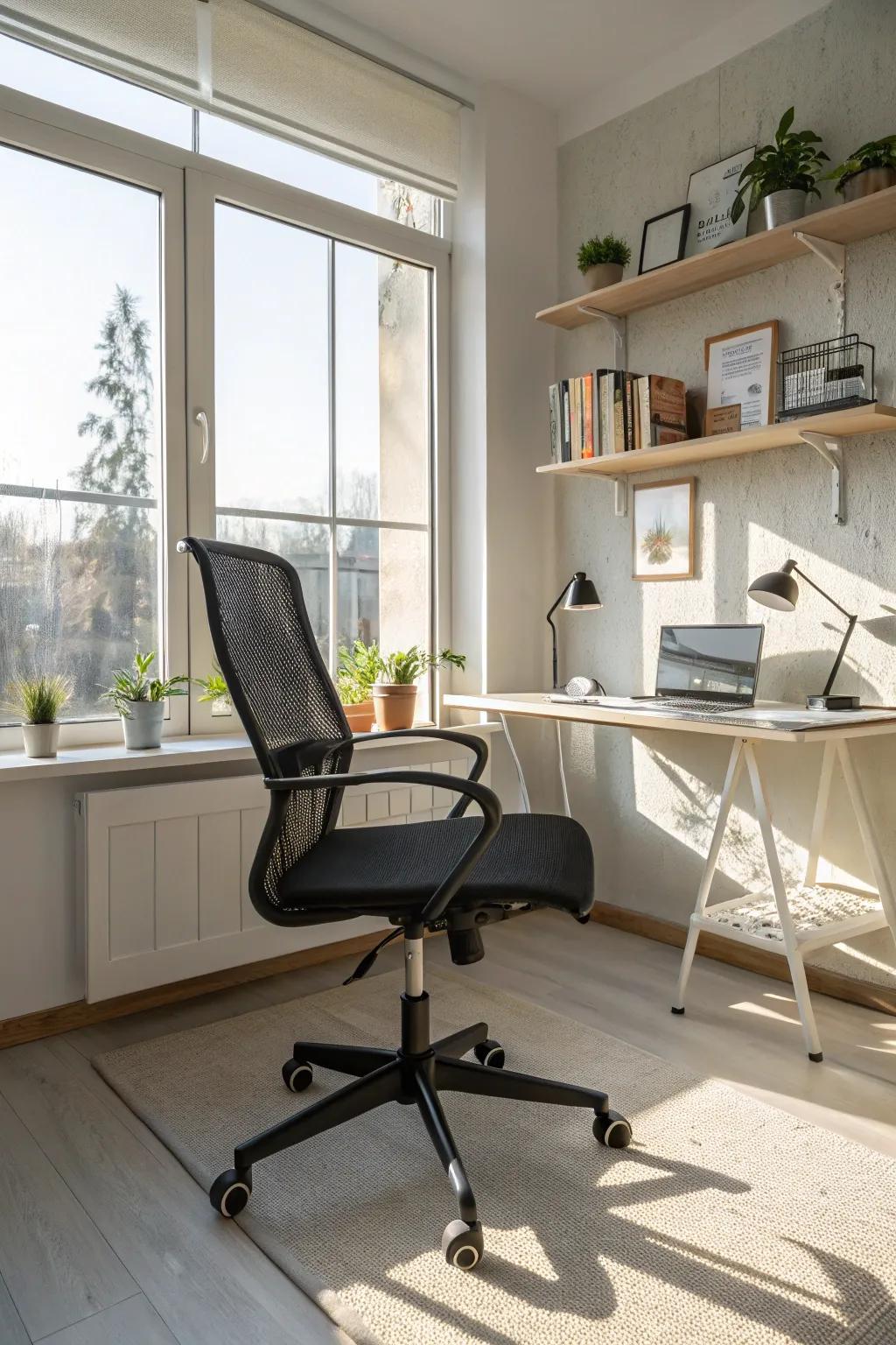 Netted chairs offer breathable comfort and style in any setup.