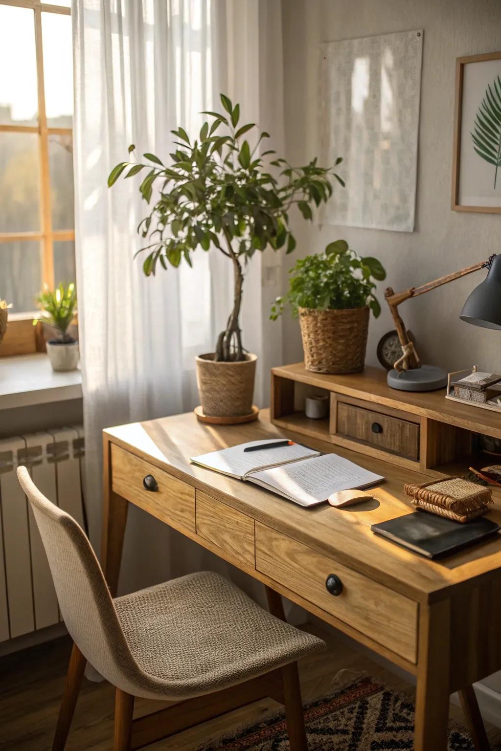 When nature meets work, it adds a touch of green.
