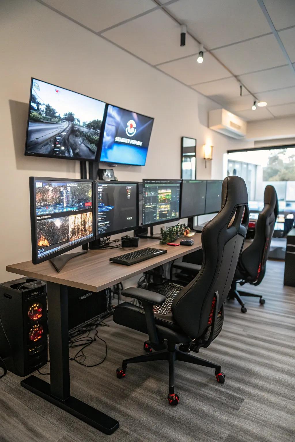 An all-encompassing display arrangement that improves both gaming and work output.
