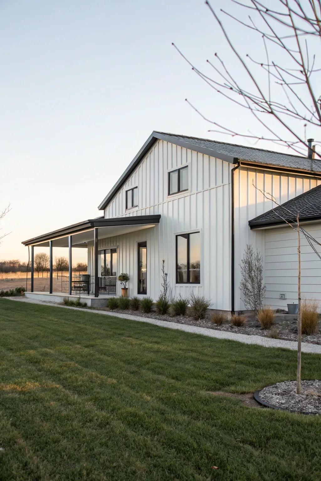 Sleek modern siding brings a minimalist touch to this ranch home.