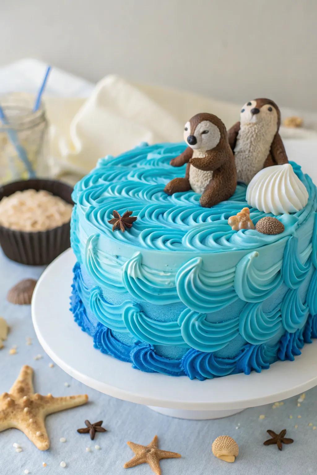 Carry the ocean's allure to your gathering with an ocean-inspired otter cake.