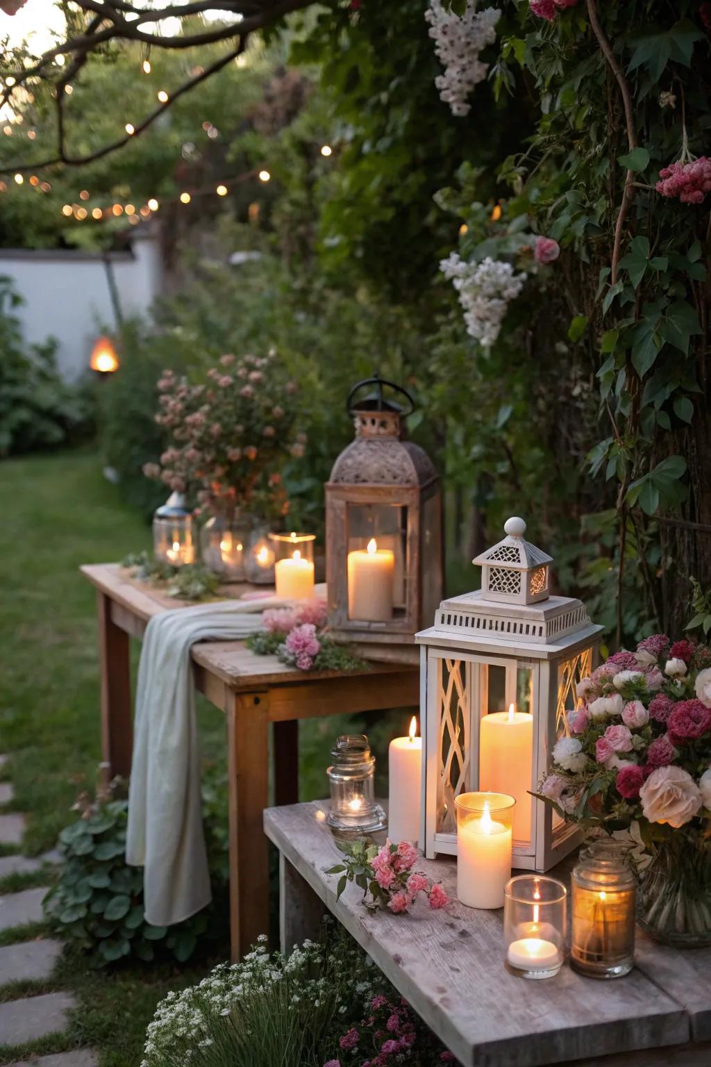 A captivating blend of lights and tapers ideally suited for evening events.
