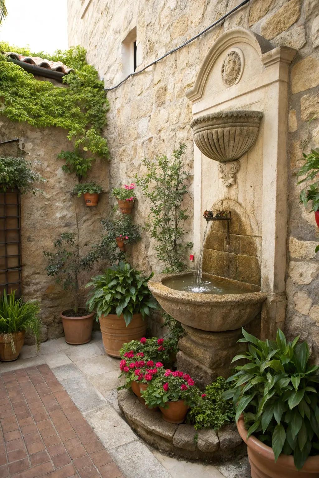 Wall fountains are perfect for adding water features to smaller spaces.