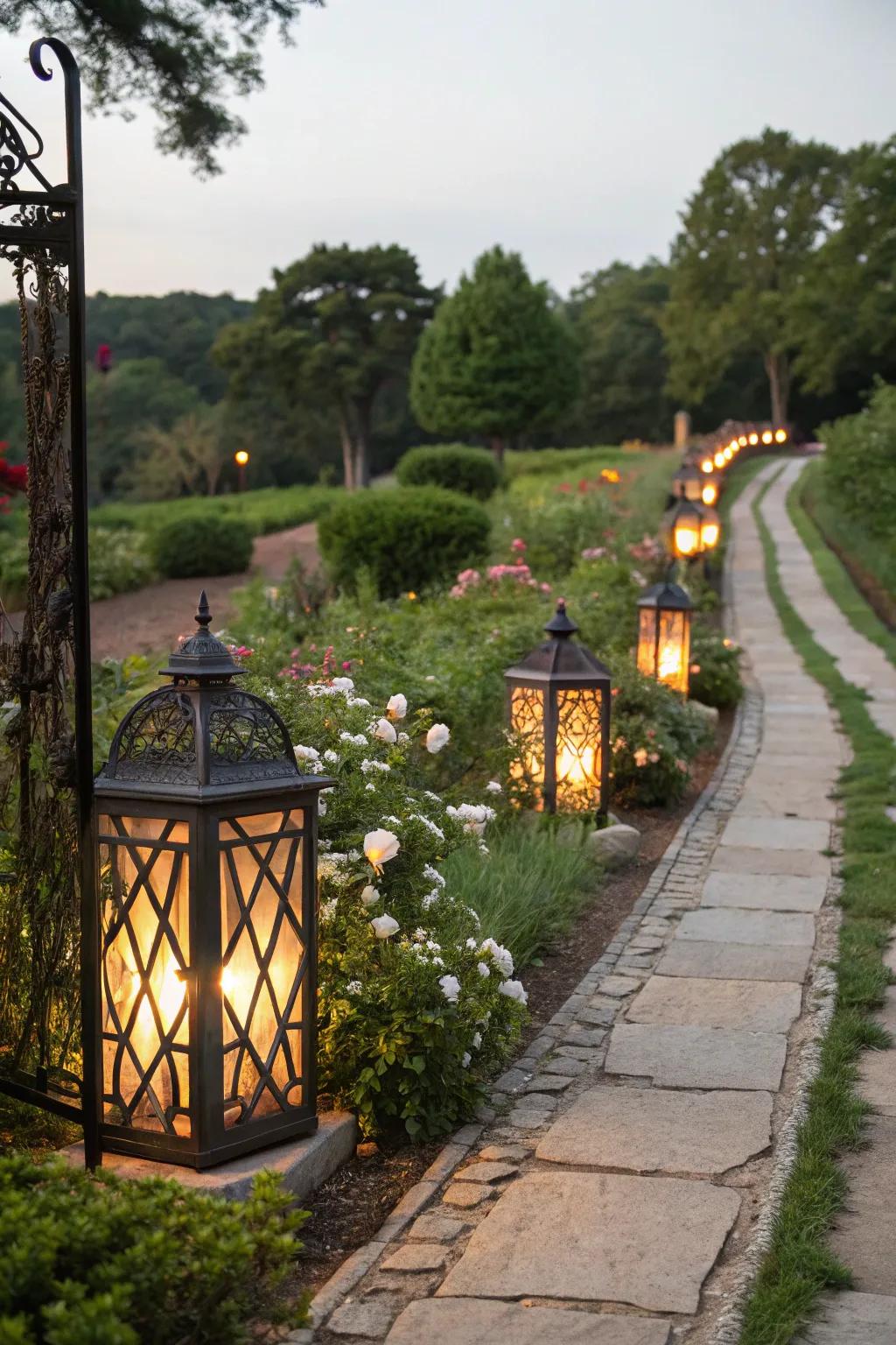 Navigate with the gentle glow of pathway luminaries.