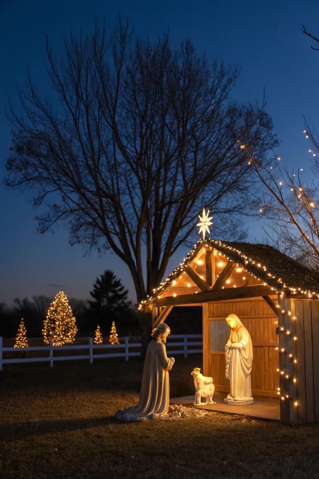 Conjure a captivating nighttime presentation with illuminated figures.