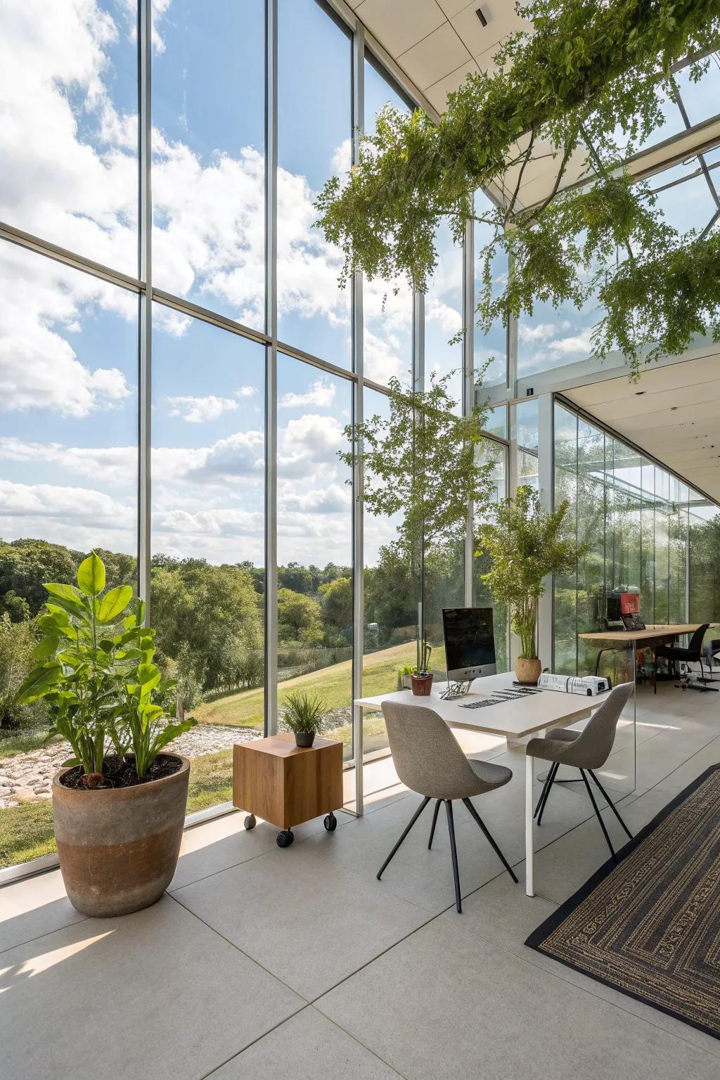 Make the most of natural light to brighten your workspace beautifully.