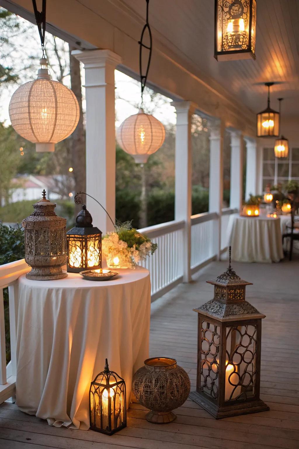 Lanterns introduce refinement and warmth to your porch.