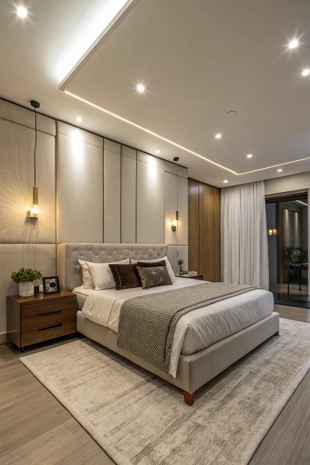 Recessed lights contribute understated elegance.