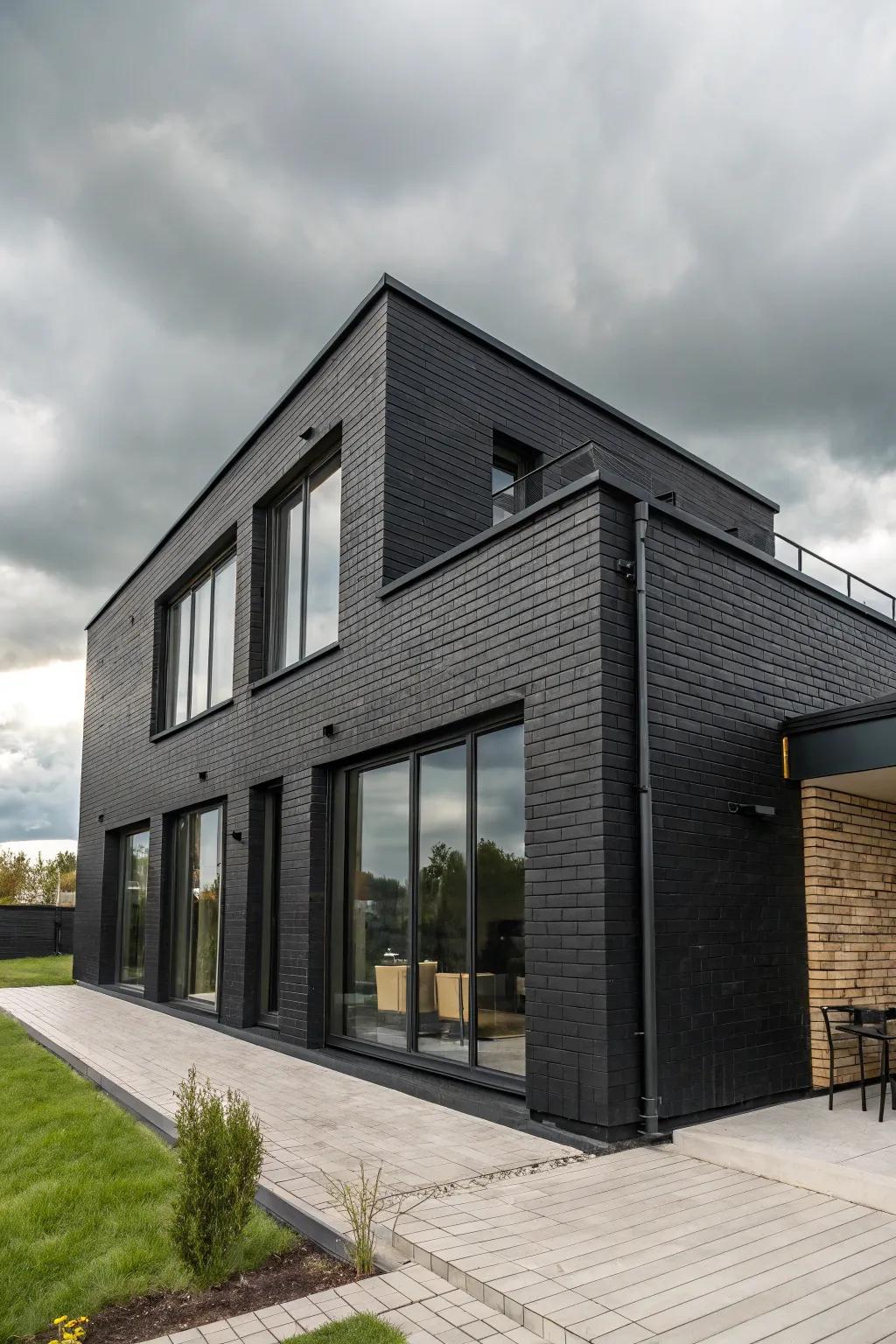 A striking dark façade makes a bold declaration.