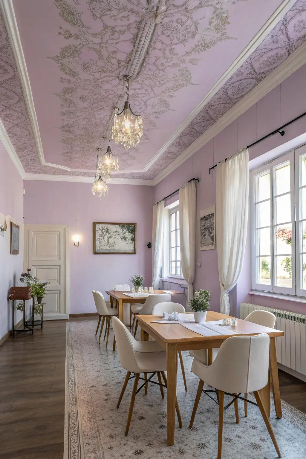 Pastels evoke a tranquil and elegant dining experience.