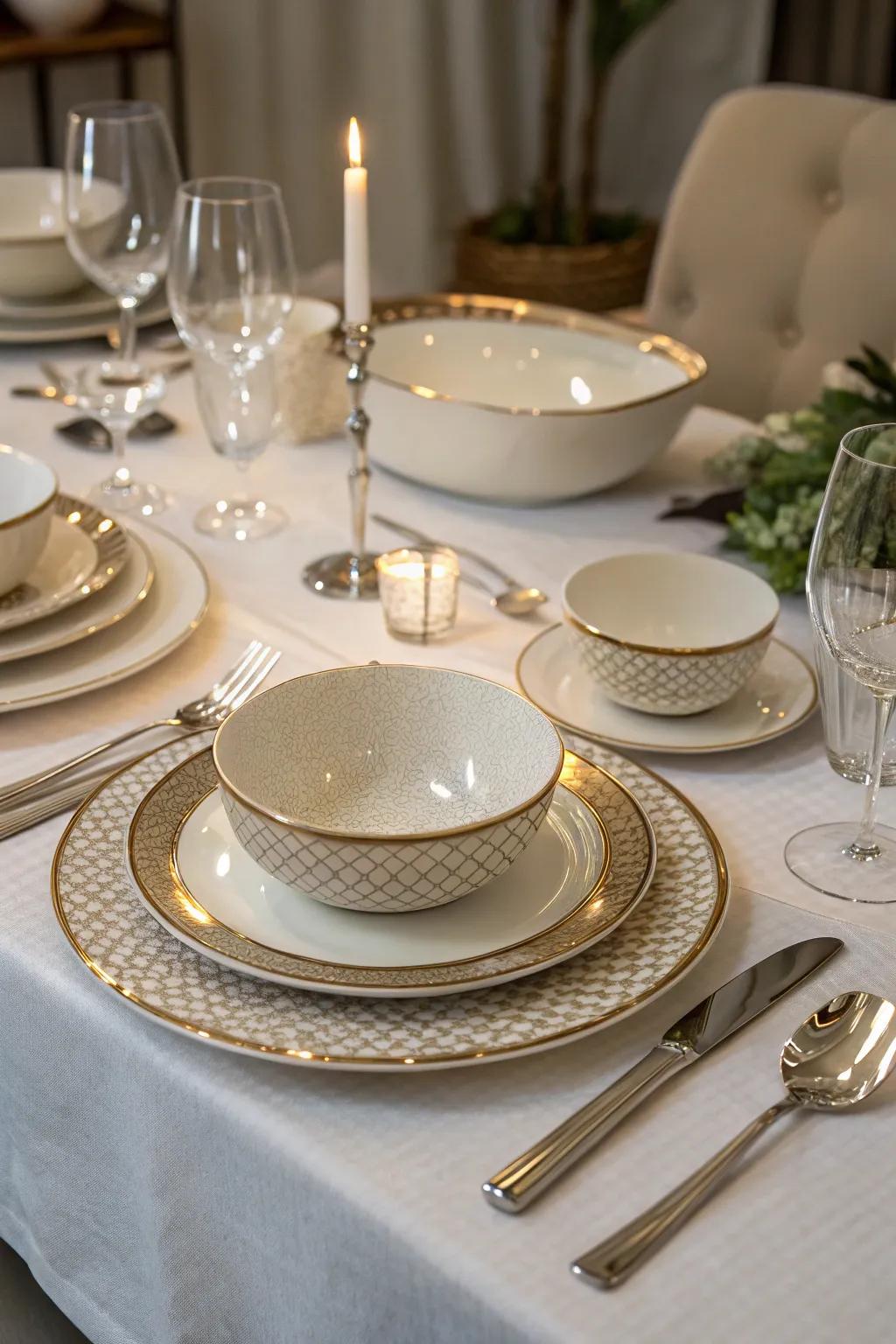 A refined table arrangement sets a sophisticated mood.