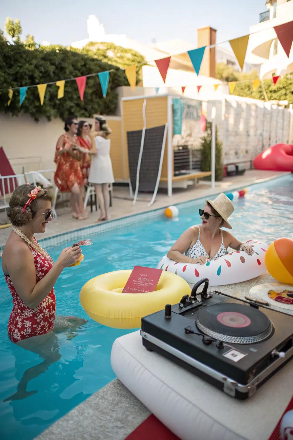 Dive back into the past with a retro pool party.