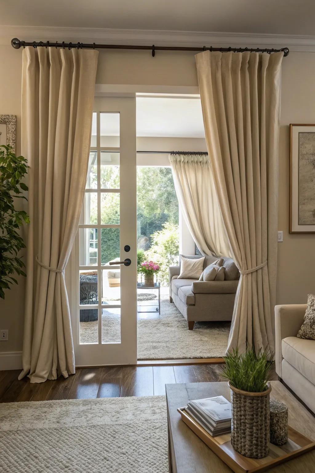 Neutral hues deliver an ageless elegance for any patio door setting.