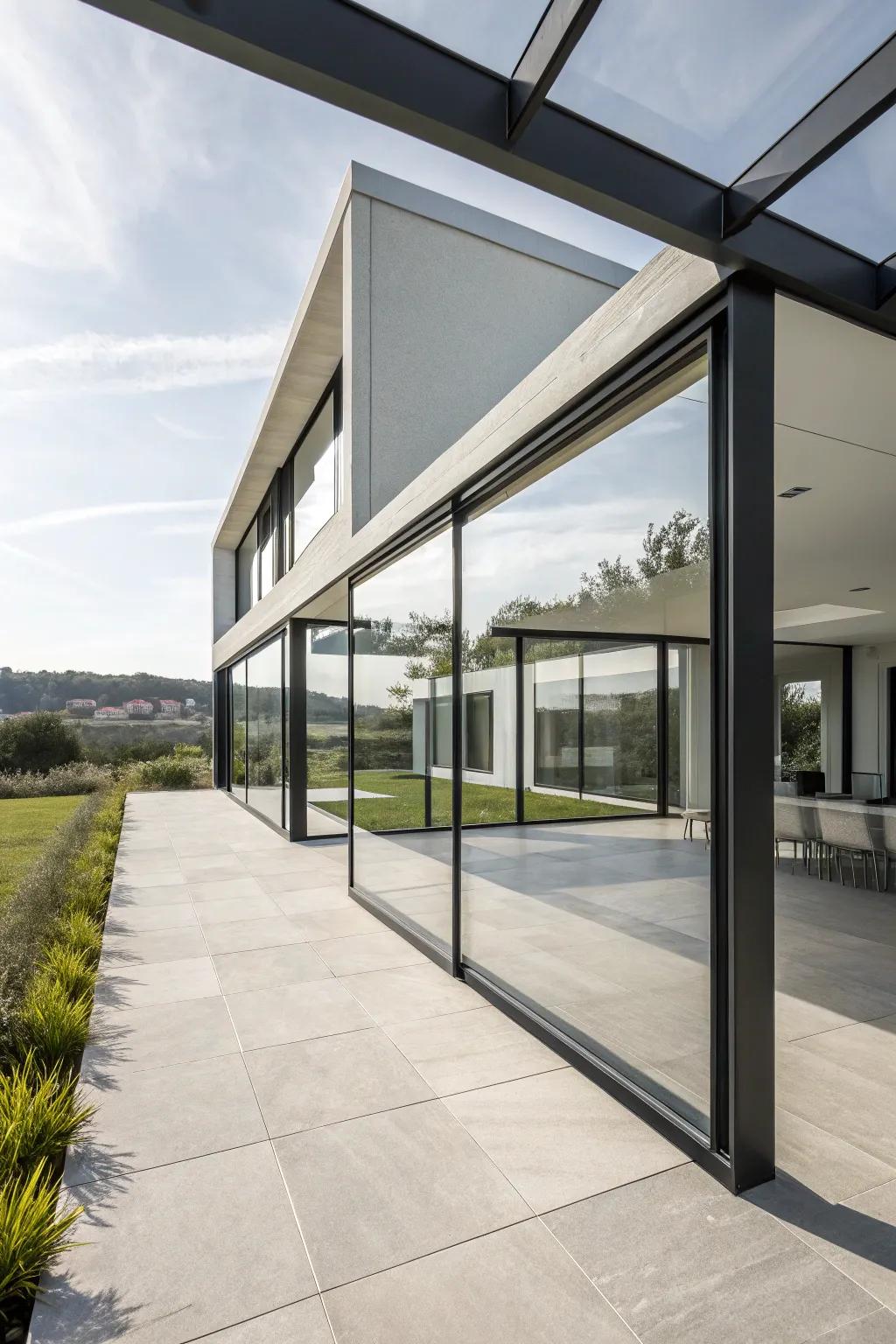 Sleek and contemporary understated glass boundary layout.