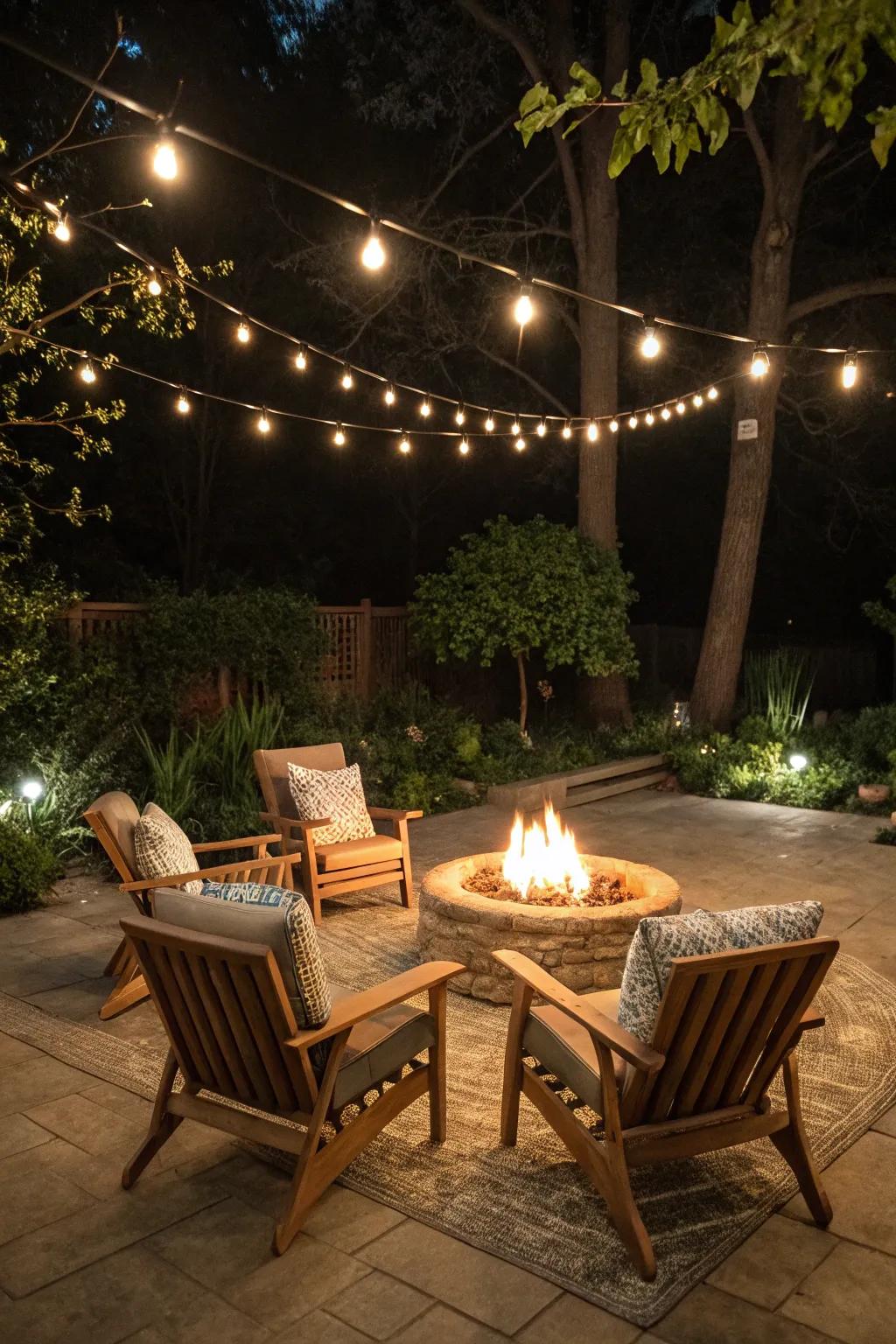 Wooden and wicker seating introduces warmth and comfort to your patio.