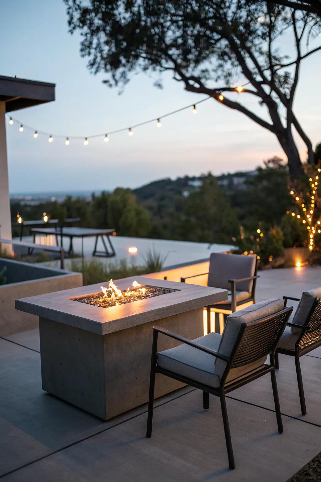 Boost your patio's appeal with the classiness of a modern fire table.